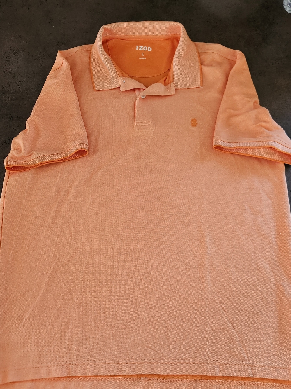Izod Men’s Coral Orange Preppy Polo Shirt